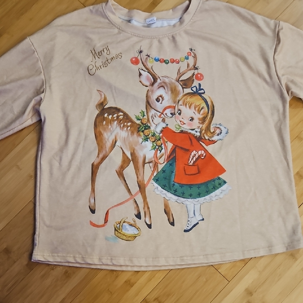 Vintage Style Christmas Reindeer Shirt - Picture 2 of 5